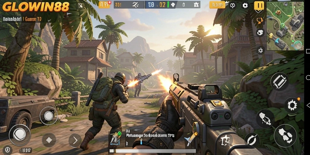 Tampilan gameplay GLOWIN88 yang mendebarkan dalam pertarungan TPS.