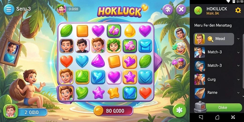 Screenshot gameplay HOKILUCK yang menarik dalam mode Match-3.