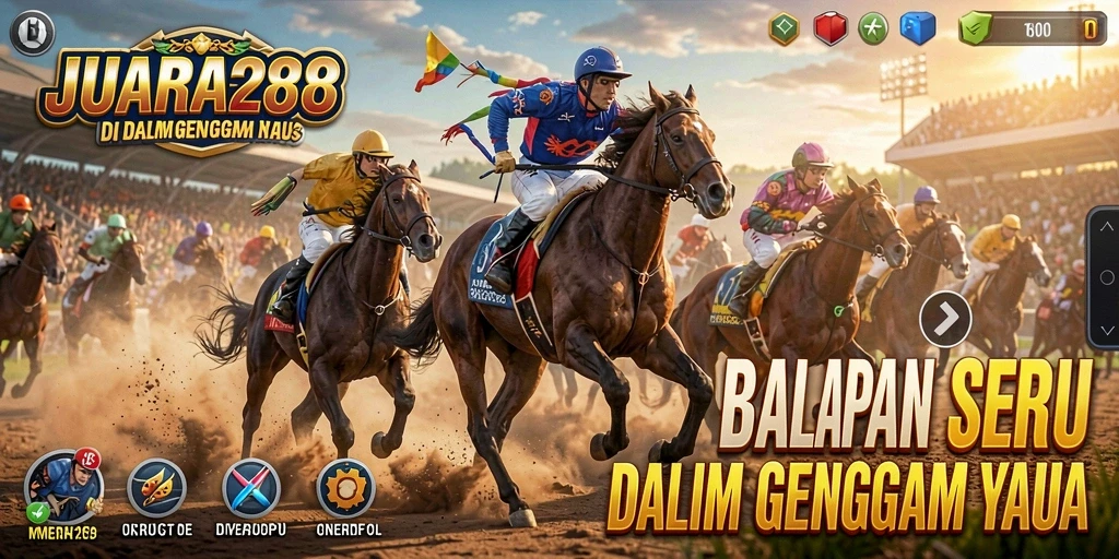 Tampilan gameplay JUARA288 yang menegangkan saat balapan.