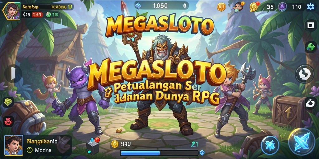 Gameplay seru dalam MEGASLOTO yang menampilkan pertarungan epik dan karakter yang unik.