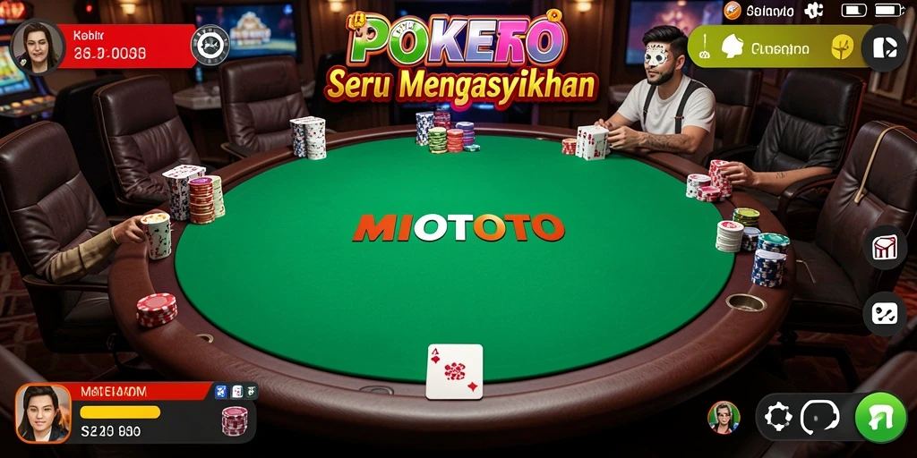 Screenshot MIOTOTO menampilkan gameplay Poker yang mendebarkan.