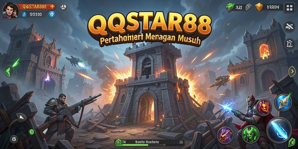 Screenshot menunjukkan menara pertahanan siap menghadapi gelombang musuh.