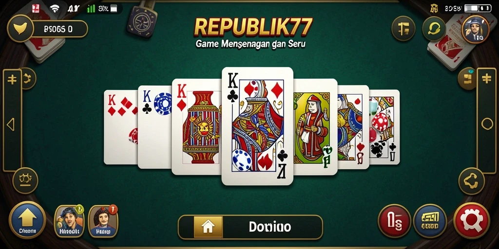 Screenshot gameplay menarik REPUBLIK77 dengan kartu Domino.
