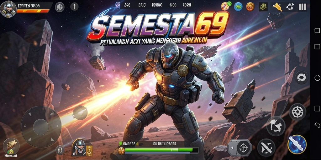 Tangkapan layar utama menunjukkan aksi menegangkan dalam SEMESTA69.