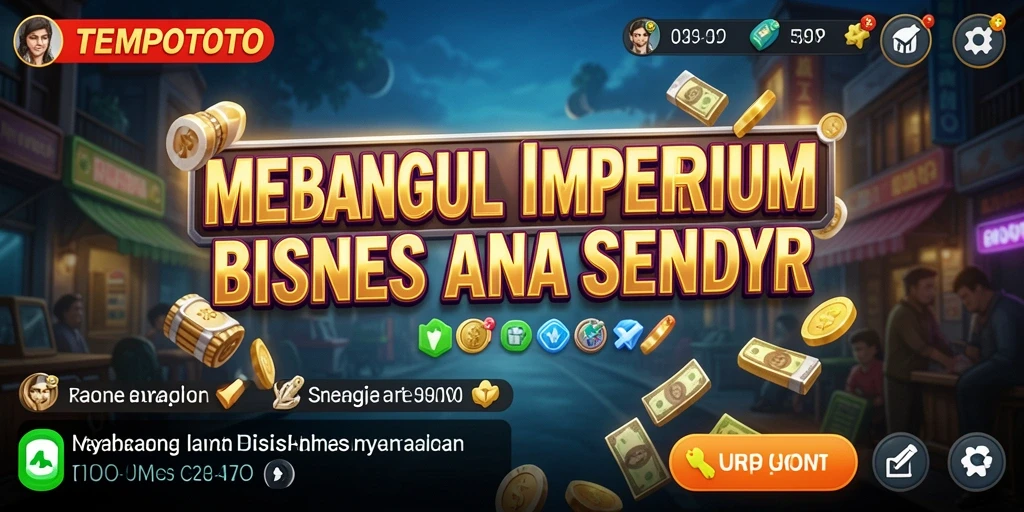 Tampilan gameplay TEMPOTOTO dengan aksi bisnis yang seru.