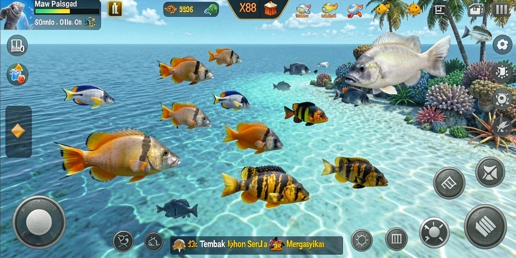 Tampilan menarik dari gameplay Tembak Ikan di X88.