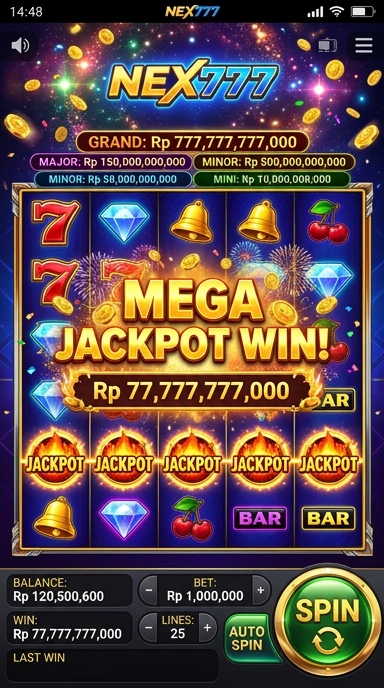 Screenshot tampilan utama aplikasi nex777.
